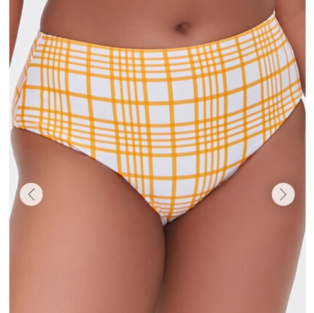 Yellow and White Grid Bikini bottoms Forever 21 Plus